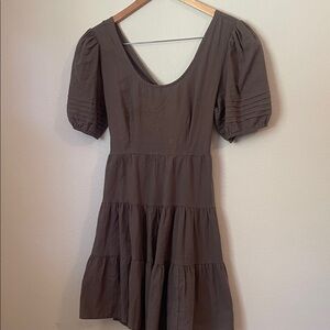 Brown Puff Sleeve Dress
